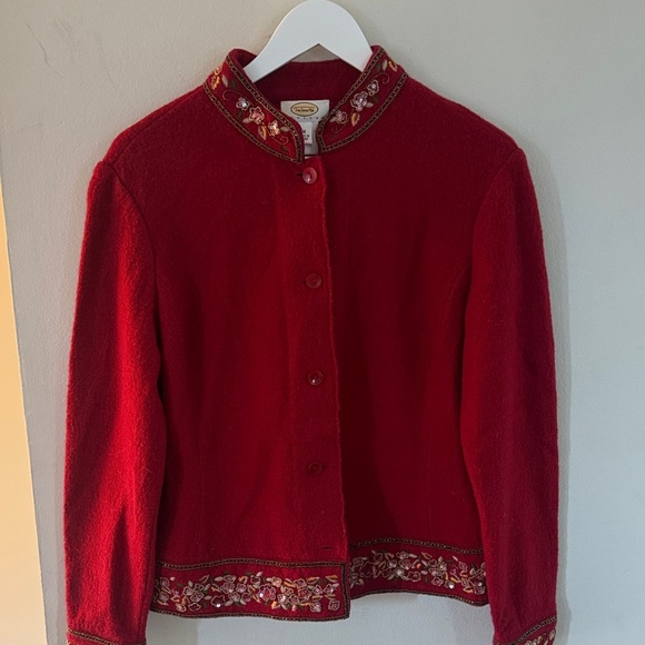 Talbots Red Embroidered Women's Blazer - Picture 2 of 5